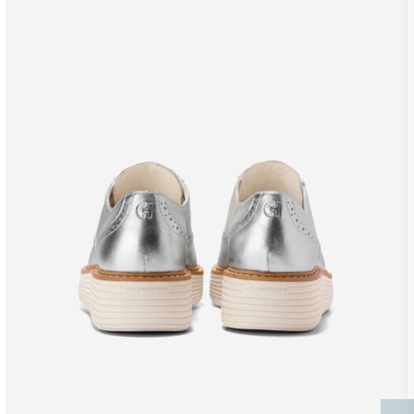NIB Silver Cole Haan 7W Platform Oxford slip-ons Silver - Picture 3 of 4